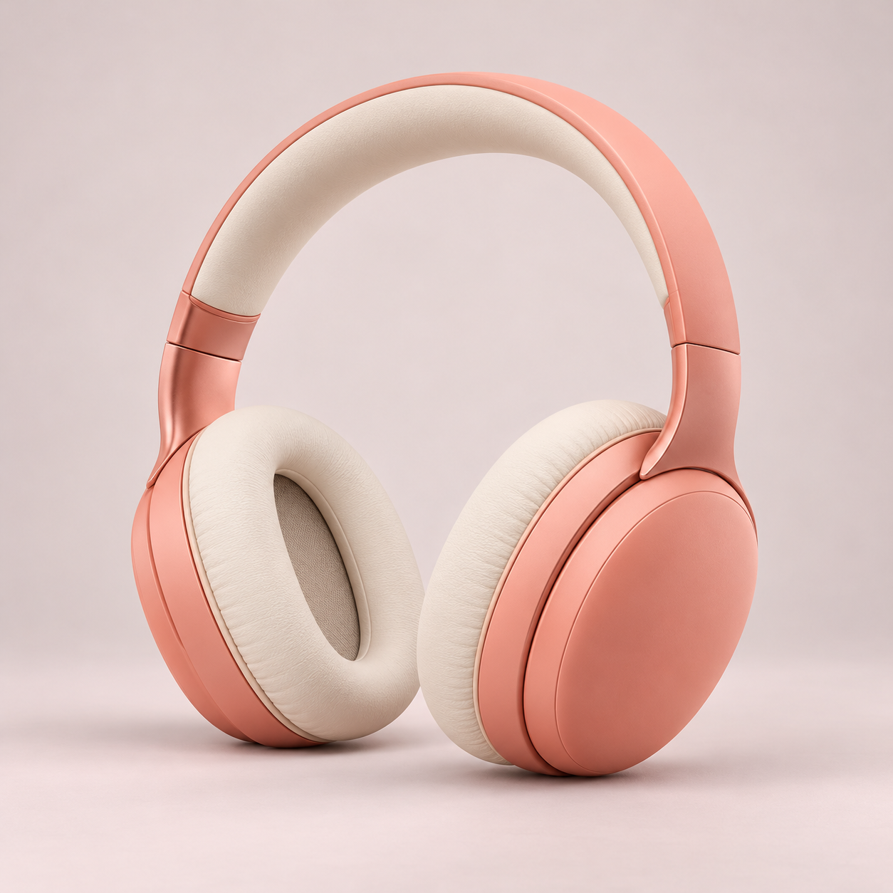 Coral and cream headphone illustration used in an example product catalog