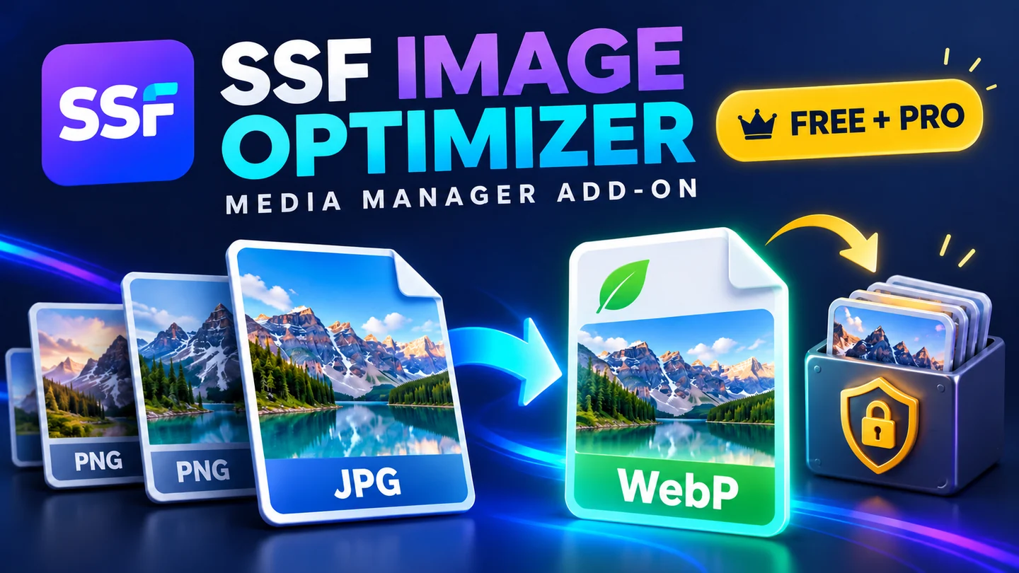 SSF Media Manager Image Optimizer — Free and Pro illustrative product artwork