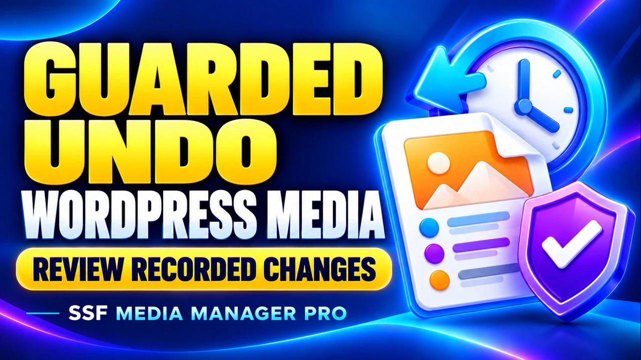 SSF Media Manager Pro tutorial cover for history and guarded undo.