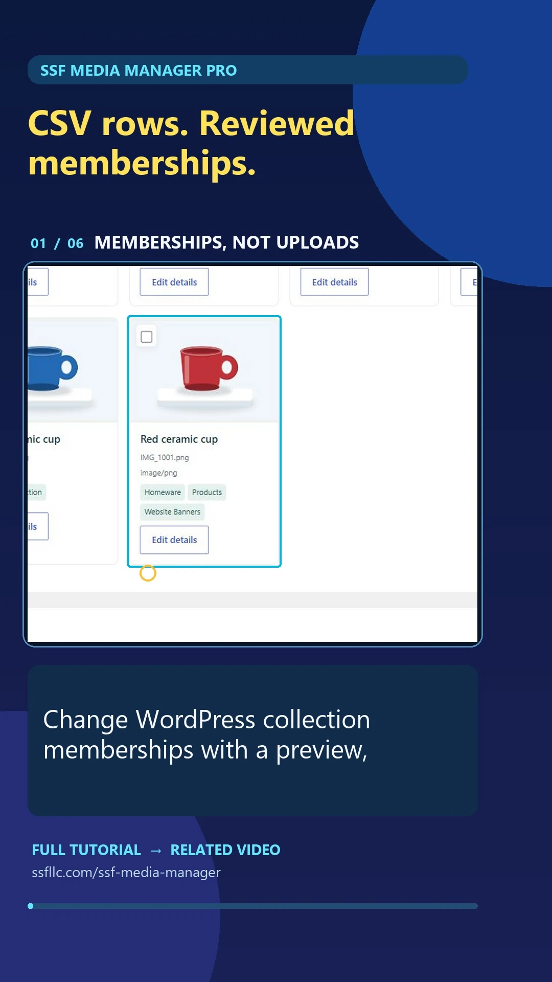 SSF Media Manager Pro Short cover for collection membership csv.