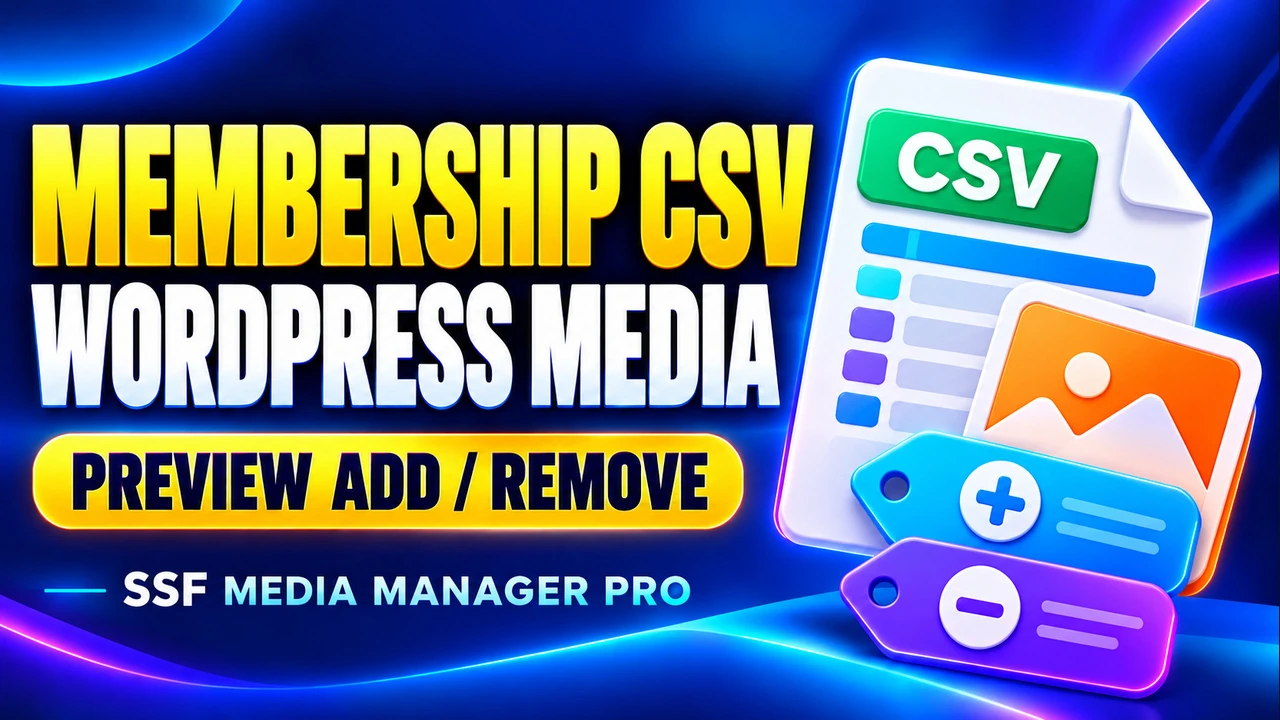 SSF Media Manager Pro tutorial cover for collection membership csv.