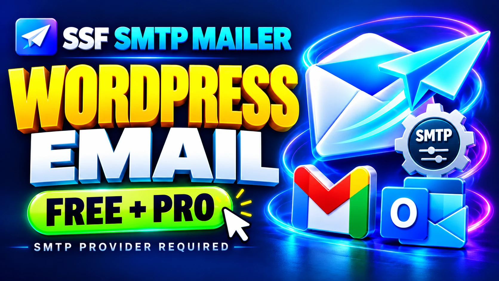 SSF SMTP Mailer Free and Pro WordPress email walkthrough; separate SMTP provider required