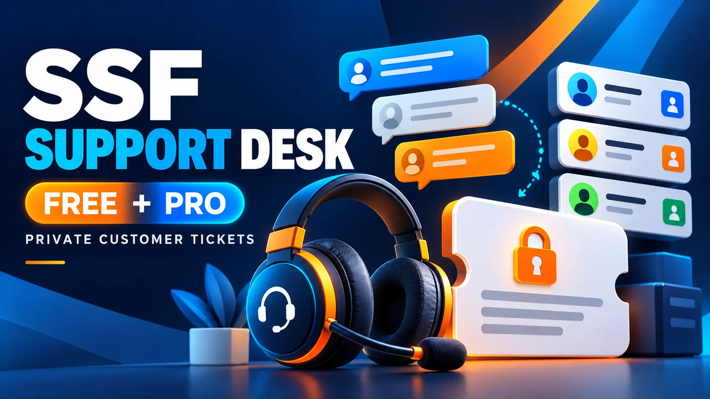 SSF Support Desk — Free and Pro illustrative product artwork